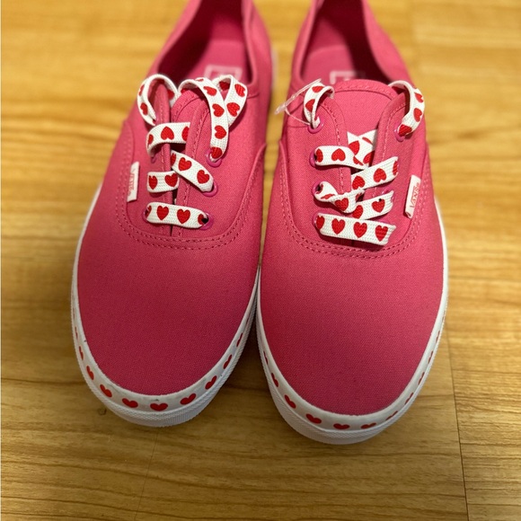 Vans Authentic Pink Sneakers with Heart Foxing & Laces - Juniors 6 (Women's 7.5) - Picture 7 of 14